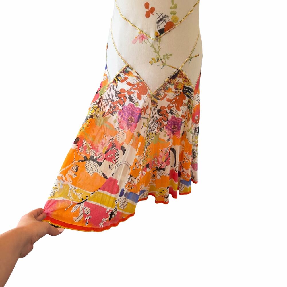 Rare Didier Parakian Paris Art Print Handkerchief Hem Dress Y2K - Picture 6 of 7